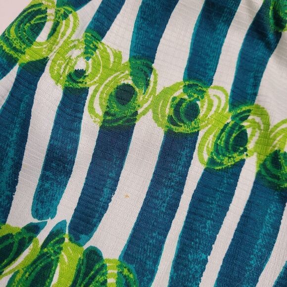 VINTAGE 60s pants Tat Saunders‎ abstract blue and green high waist S - Picture 10 of 13